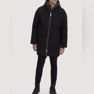 NOIZE $250 BAKER FULL ZIP  HOODY MID PARKA JACKET COAT BLACK VEGAN Fall‎ Winter